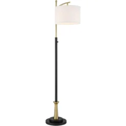 Possini Euro Design Modern Downbridge Floor Lamp 64" Tall Black Brass Metal Linen Drum Shade For Living Room Reading Bedroom Home -Possini Euro Design GUEST a6a355c1 e149 4289 a0b7 bf87f6c6d4ee