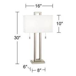 Possini Euro Design Modern Table Lamps 30" Tall Set Of 2 Brushed Nickel Open Rectangular White Box Shade For Living Room Family Bedroom -Possini Euro Design GUEST a7b9d08f 87b9 4f60 9901 694201dc2d83
