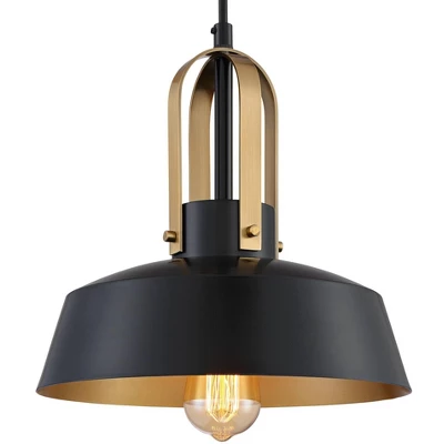 Possini Euro Design Black Warm Brass Mini Pendant Lighting Fixture 12" Wide Farmhouse Rustic For Dining Room House Home Kitchen Island High Ceilings 4 Possini Euro Design Black Warm Brass Mini Pendant Lighting Fixture 12" Wide Farmhouse Rustic For Dining Room House Home Kitchen Island High Ceilings - Image 2