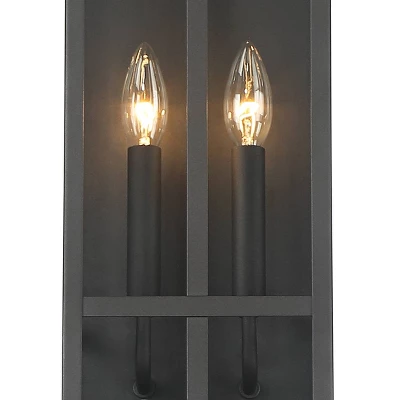 Possini Euro Design Modern Industrial Outdoor Wall Light Fixture Cool Black Windowpane Frame 20" For Post Exterior Barn Deck House 4 Possini Euro Design Modern Industrial Outdoor Wall Light Fixture Cool Black Windowpane Frame 20" For Post Exterior Barn Deck House - Image 2