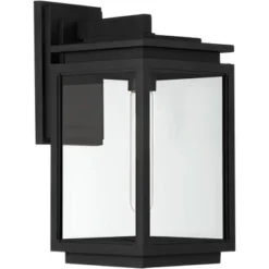 Possini Euro Design Atkins Modern Outdoor Wall Light Fixture Matte Black 14 1/4" Clear Glass For Post Exterior Barn Deck House Porch Yard Posts Patio -Possini Euro Design GUEST aa6a430a bcc8 42f3 a648 ad6e07fb1cd9
