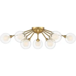 Possini Euro Design Spheres Modern Ceiling Light Flush Mount Fixture 28" Wide Warm Brass 9-Light LED Clear Globe Glass For Bedroom Kitchen Living Room -Possini Euro Design GUEST abade089 293e 4379 bc21 affd77434d6d
