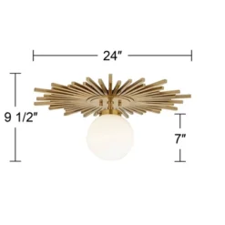 Possini Euro Design Hazel Modern Ceiling Light Semi Flush Mount Fixture 24" Wide Warm Brass White Globe Shade For Bedroom Kitchen Living Room Hallway -Possini Euro Design GUEST abd1820f 6891 4ab0 a543 8a21515dfd36