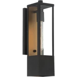 Possini Euro Design Berk Modern Outdoor Wall Light Fixture Textured Black 16" Clear Glass For Post Exterior Barn Deck House Porch Yard Posts Patio -Possini Euro Design GUEST ad16586a cede 45cb 9580 efb41f78ba25