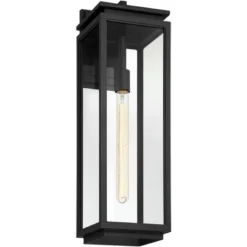 Possini Euro Design Atkins Modern Outdoor Wall Light Fixture Matte Black 24" Clear Glass For Post Exterior Barn Deck House Porch Yard Patio Outside -Possini Euro Design GUEST ae3e7270 dfeb 466b 948a 23b9d2434b7e