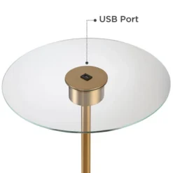 Possini Euro Design Volta Modern Floor Lamp With Tray Table 66" Tall Brass USB Charging Port White Drum Shade For Living Room Bedroom Office House -Possini Euro Design GUEST ae42f343 3092 4467 92b4 cc5dfee6c9d2