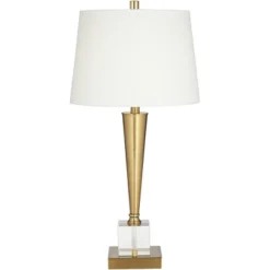 Possini Euro Design Wayne Modern Table Lamps 29 1/4" Tall Set Of 2 Brass With USB Charging Port White Fabric Drum Shade For Bedroom Living Room Kids -Possini Euro Design GUEST b017a527 08a0 4e6b 9dc2 2359505f7991