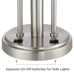 Possini Euro Design Wagner Modern Table Lamp 29 3/4" Tall Brushed Nickel With USB Charging Port And LED Gooseneck Lights White Shade For Living Room -Possini Euro Design GUEST b0c86ab6 cad2 4dff 9a04 ec5f2827a6cb