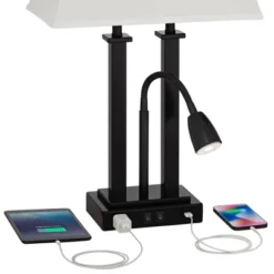 Possini Euro Design Possini Euro Deacon Black USB Port And Outlet Gooseneck Desk Lamps Set Of 2 -Possini Euro Design GUEST b0dac3ac aa8a 4c76 91bd f427c093c524 1
