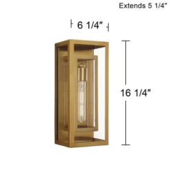 Possini Euro Design Modern Outdoor Wall Light Fixture Brass 16 1/4" Clear Glass Panel For Exterior Barn Deck House Porch Yard Patio Outside Garage -Possini Euro Design GUEST b19298cb c24d 4fd4 a57e 07f7a8c36ddc