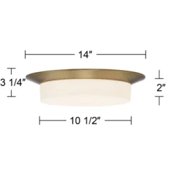 Possini Euro Design Melber Modern Ceiling Light Flush Mount Fixture 14" Wide Warm Brass Gold 3-Light Opal White Glass Shade For Bedroom Living Room -Possini Euro Design GUEST b285aa94 b8ac 4620 8846 61d63a9bf1a8