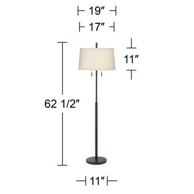 Possini Euro Design Nayla Modern Floor Lamp 62 1/2" Tall Bronze Metal Off White Fabric Tapered Drum Shade For Living Room Bedroom Office House Home 8 Possini Euro Design Nayla Modern Floor Lamp 62 1/2" Tall Bronze Metal Off White Fabric Tapered Drum Shade For Living Room Bedroom Office House Home - Image 6