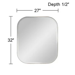 Possini Euro Design Bailey Rounded Corner Rectangular Vanity Wall Mirror Modern Beveled Brushed Gold Frame 27" Wide For Bathroom Bedroom Home Office -Possini Euro Design GUEST b3fd76d9 5edb 4f14 a47e 8b7eea420b61