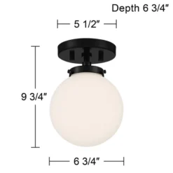 Possini Euro Design Jilly Modern Ceiling Light Semi Flush Mount Fixture 6 3/4" Wide Black White Glass Globe Shade For Bedroom Kitchen Living Room Home -Possini Euro Design GUEST b515e171 04e7 471f 9c15 8a07c3f16d72