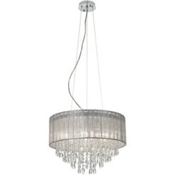 Possini Euro Design Jolie Chrome Chandelier Lighting 20" Wide Modern Crystal Silver Fabric Shade 7-Light Fixture For Dining Room House Kitchen Island -Possini Euro Design GUEST b5a3f889 4381 402d 9fe1 a088bafb958c