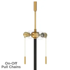 Possini Euro Design Roxie Modern Floor Lamp With Riser 65 1/2" Tall Brass Black Metal Sheer Linen Double Drum Shade For Living Room Bedroom Office -Possini Euro Design GUEST b5c07179 5767 4f85 8a6f b0163d6075eb