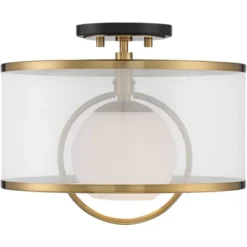 Possini Euro Design Carlyn Modern Art Deco Ceiling Light Semi Flush Mount Fixture 14" Wide Warm Brass Black Orb Organza Drum Shade For Bedroom Kitchen 11 Possini Euro Design Carlyn Modern Art Deco Ceiling Light Semi Flush Mount Fixture 14" Wide Warm Brass Black Orb Organza Drum Shade For Bedroom Kitchen -Possini Euro Design GUEST b636f543 cf37 4ef9 b484 5f095e27f3ef
