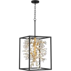 Possini Euro Design Carrine Black Gold Pendant Chandelier 15 1/4" Wide Modern Clear Crystal 4-Light Fixture For Dining Room House Foyer Kitchen Island -Possini Euro Design GUEST b735d13c 1eec 4f19 9423 8a87f77cc1fd