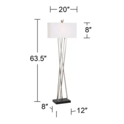 Possini Euro Design Modern Floor Lamp 63.5" Tall Brushed Steel Asymmetry White Linen Rectangular Shade For Living Room Reading Bedroom Office -Possini Euro Design GUEST baa5226f a421 4583 9b97 92c4758cc191
