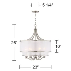 Possini Euro Design Nor Brushed Nickel Pendant Chandelier 23" Wide Modern Double White Organza Shade 6-Light Fixture For Dining Room Kitchen Island -Possini Euro Design GUEST bb16169e e8ac 40d5 a519 799cfcb81c1e
