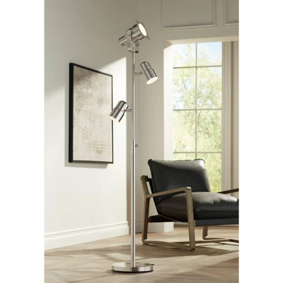 Possini Euro Design Nuovo Modern Tree Floor Lamp 70" Tall Brushed Nickel 3 Light Adjustable Heads For Living Room Reading Bedroom Office House Home 3 Possini Euro Design Nuovo Modern Tree Floor Lamp 70" Tall Brushed Nickel 3 Light Adjustable Heads For Living Room Reading Bedroom Office House Home