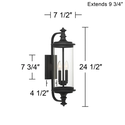 Possini Euro Design Medici Modern Outdoor Wall Light Fixture Black Metal 24 1/2" Clear Glass For Post Exterior Barn Deck House Porch Yard Patio Home 9 Possini Euro Design Medici Modern Outdoor Wall Light Fixture Black Metal 24 1/2" Clear Glass For Post Exterior Barn Deck House Porch Yard Patio Home - Image 7