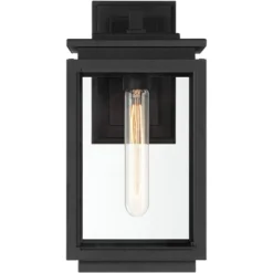 Possini Euro Design Atkins Modern Outdoor Wall Light Fixture Matte Black 14 1/4" Clear Glass For Post Exterior Barn Deck House Porch Yard Posts Patio -Possini Euro Design GUEST c1343d56 ecf0 4474 b823 de7b2b32480f