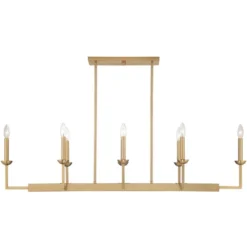 Possini Euro Design Kime Gold Linear Pendant Chandelier 50" Wide Modern 8-Light Fixture For Dining Room House Foyer Kitchen Island Entryway Bedroom -Possini Euro Design GUEST c1a5d8d6 7469 4260 b9bc 7f1295ff3b90