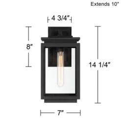 Possini Euro Design Atkins Modern Outdoor Wall Light Fixture Matte Black 14 1/4" Clear Glass For Post Exterior Barn Deck House Porch Yard Posts Patio -Possini Euro Design GUEST c4f94a04 427c 45f8 8ab8 4730e3953599