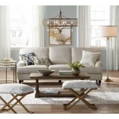 Possini Euro Design Cadence Modern Floor Lamp Standing 62" Tall Crystal Glass Column Satin Brass Linen Drum Shade For Living Room Bedroom Office House -Possini Euro Design GUEST c62cd808 99b9 4503 8d86 d6b999d99f7c