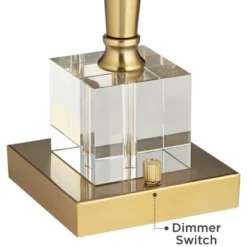 Possini Euro Design Wayne Modern Table Lamps 29 1/4" Tall Set Of 2 Brass With USB Charging Port White Fabric Drum Shade For Bedroom Living Room Kids -Possini Euro Design GUEST c6ad3dfc 851e 46ad abde e1f3da7e88d1