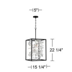 Possini Euro Design Black Silver Pendant Chandelier 15 1/4" Wide Modern Clear Crystal Flower Vine 4-Light Fixture For Dining Room House -Possini Euro Design GUEST c8ac2b71 c805 4378 b0a9 146ccced3985