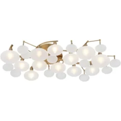Possini Euro Design Lilypad Modern Ceiling Light Semi Flush Mount Fixture 30 1/4" Wide Warm Brass 12-Light Frosted Glass Shade For Bedroom Living Room -Possini Euro Design GUEST c8b436d6 0799 4b71 b0e8 1b80aaa00f64