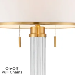 Possini Euro Design Cadence Modern Floor Lamp Standing 62" Tall Crystal Glass Column Satin Brass Linen Drum Shade For Living Room Bedroom Office House -Possini Euro Design GUEST ca16b7ce 07a6 4449 89e6 d12a22ac27f0