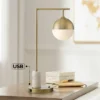 Possini Euro Design Luna Mid Century Desk Table Lamp 26 1/2" High Brass Metal With USB Charging Port Opal Glass Shade For Bedroom Living Room Bedside -Possini Euro Design GUEST ca8b9d57 2de8 426d 8cfd 6a6af78a3712