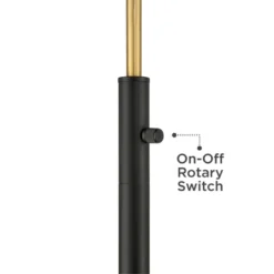 Possini Euro Design Modern Downbridge Floor Lamp 64" Tall Black Brass Metal Linen Drum Shade For Living Room Reading Bedroom Home -Possini Euro Design GUEST ccaba098 caa8 438f 81be 3037f78aa7ca