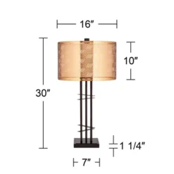 Possini Euro Design Deborah Modern Mid Century Table Lamp 30" Tall Black With USB Charging Port Gold Metal Double Drum Shades For Living Room Desk 17 Possini Euro Design Deborah Modern Mid Century Table Lamp 30" Tall Black With USB Charging Port Gold Metal Double Drum Shades For Living Room Desk -Possini Euro Design GUEST ccb51444 3a3d 47f9 8b7a 4949629a99e7