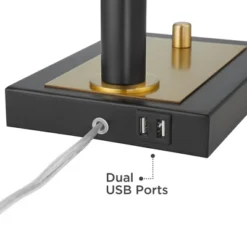 Possini Euro Design Possini Euro Hayven Desk Lamp With Dual USB Ports In Warm Gold With Black -Possini Euro Design GUEST ce83f871 ecd6 4a32 8115 a311a0890f58