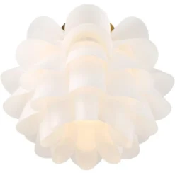 Possini Euro Design Modern Ceiling Light Semi Flush Mount Fixture White Flower Gold Metal 15 3/4" Wide Living Room Bedroom Kitchen -Possini Euro Design GUEST ce930fb8 a960 4b90 bf0d 81613c5bebb7