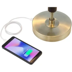 Possini Euro Design Possini Euro® Wyndham Desk Lamp With Glass Shade And Dual USB Ports -Possini Euro Design GUEST cfa3a629 69c9 4678 8598 75a383393ac9