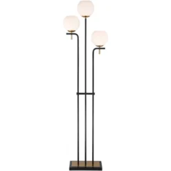 Possini Euro Design Acadia Modern Floor Lamp 71" Tall Black Warm Gold Metal 3 Light Frosted White Glass Globe Shade For Living Room Bedroom Office -Possini Euro Design GUEST cfab7d06 4c65 4d16 b0f9 c50535035577