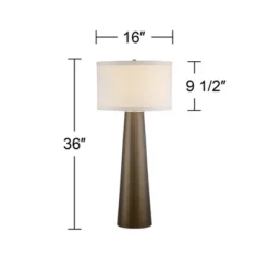 Possini Euro Design Karen Modern Table Lamp 36" Tall Dark Gold Glass With Table Top Dimmer Off White Fabric Drum Shade For Bedroom Living Room Bedside -Possini Euro Design GUEST cfef7d8d 90e2 4c2c b118 e2d6aa9110ee
