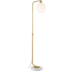 Possini Euro Design Casaba Mid Century Modern Chairside Arc Floor Lamp 64" Tall Warm Gold Adjustable Frosted Glass Shade For Living Room Reading House -Possini Euro Design GUEST d2ae37d0 6482 4ff4 8c89 b761d2d10044