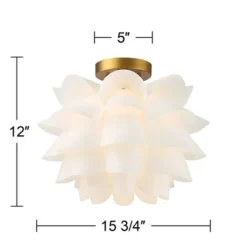 Possini Euro Design Modern Ceiling Light Semi Flush Mount Fixture White Flower Gold Metal 15 3/4" Wide Living Room Bedroom Kitchen -Possini Euro Design GUEST d4dfbf46 d749 4ed9 ad97 3bda7c01cd2a