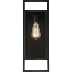 Possini Euro Design Jericho Modern Outdoor Wall Light Fixture Textured Black Metal 19" Clear Glass Panel For Post Exterior Barn Deck House Porch Yard -Possini Euro Design GUEST d56b34ca 30b4 45a1 a196 5f87019d0759