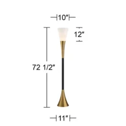 Possini Euro Design Modern Glam Style Torchiere Floor Lamp 72.5" Tall Black Antique Brass Metal White Glass Shade Living Room Reading Uplight 14 Possini Euro Design Modern Glam Style Torchiere Floor Lamp 72.5" Tall Black Antique Brass Metal White Glass Shade Living Room Reading Uplight -Possini Euro Design GUEST d63f7e16 8522 44d1 9bed eaf2ae798206