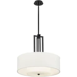 Possini Euro Design Sundry Semi Gloss Black Drum Pendant Chandelier 24" Wide Modern Double Shade 4-Light Fixture For Dining Room Foyer Kitchen Island -Possini Euro Design GUEST da99c9fc c10a 4ef4 b3b2 ecf5266ef760