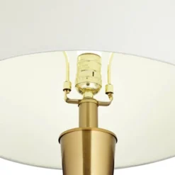 Possini Euro Design Wayne Modern Table Lamps 29 1/4" Tall Set Of 2 Brass With USB Charging Port White Fabric Drum Shade For Bedroom Living Room Kids -Possini Euro Design GUEST daa01d12 6b27 4f6a 8f40 b40bc8ee77bd