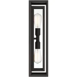 Possini Euro Design Metropolis Mid Century Modern Outdoor Wall Light Fixture Black Gold 22" Clear Glass For Post Exterior Barn Deck House Porch Yard -Possini Euro Design GUEST daa24b20 e325 4a4f a9c3 91bd3a542fbe
