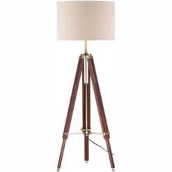 Possini Euro Design Serveyor Modern 57 1/2" Tall Tripod Floor Lamp Smart Socket Cherry Wood Brass Adjustable Beige Shade For Living Room -Possini Euro Design GUEST dbcd8161 4dd0 4d2d aaf3 750dd4601554